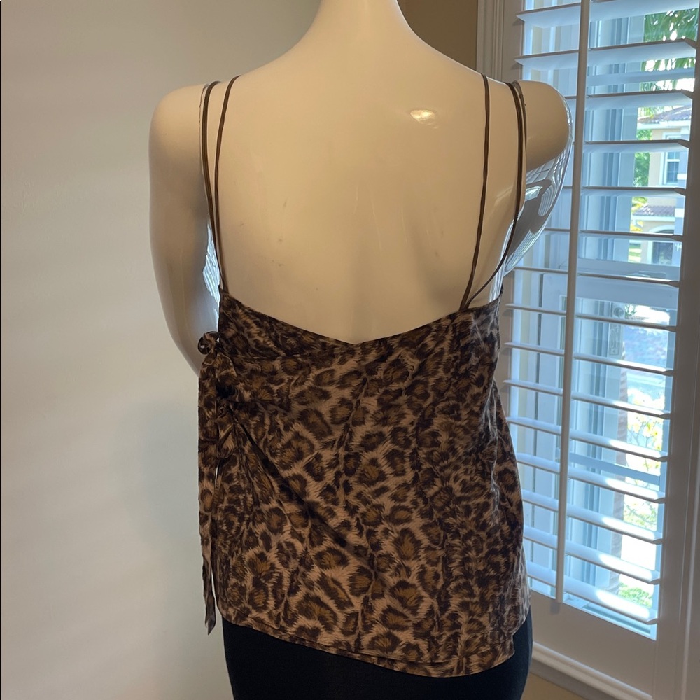 Helmut Lang SILK Muted Animal Print Double Strap Wrap Around Camisole 
 S NWOT - Picture 6 of 13